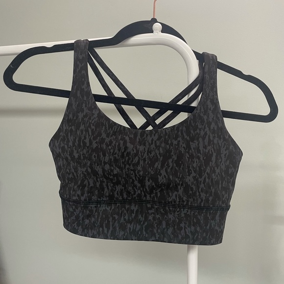 SOLD NWOT Lululemon Energy Bra Leopard Camo Deep Coal Multi - Picture 3 of 4